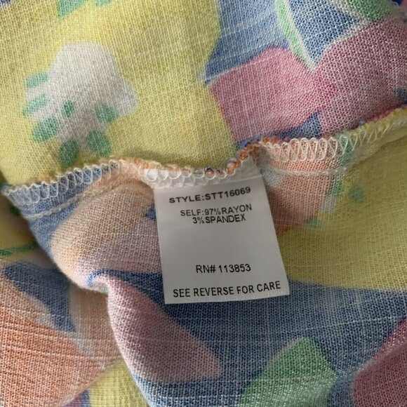 Sugar Lips Multicolor Floral Blouse Puff Sleeve Boho Peasant Top Lightweight XS - Picture 5 of 5